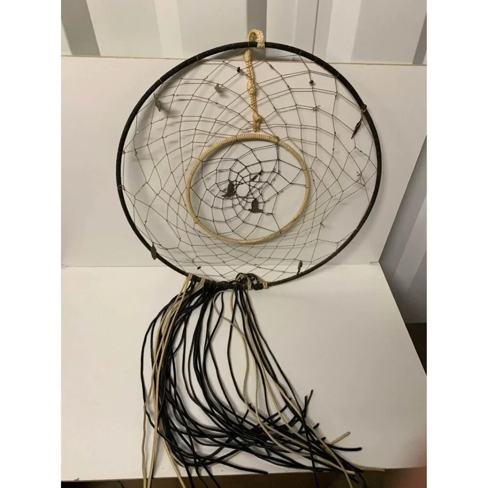 Large Handmade Dream Catcher with Cowboy Themed Charms, Leather Fringe